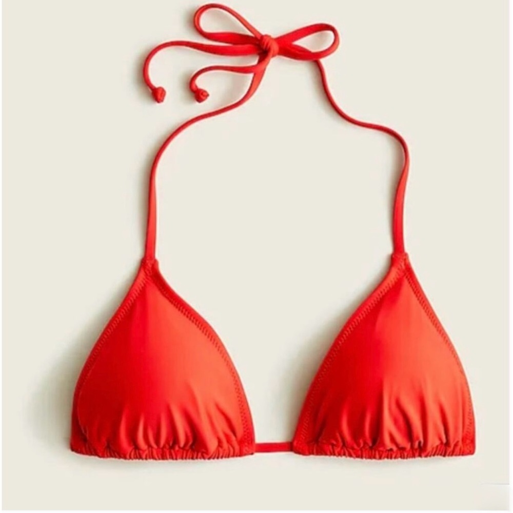 NWT J. Crew Perfect String Triangle Bikini Top Bright Cerise Red